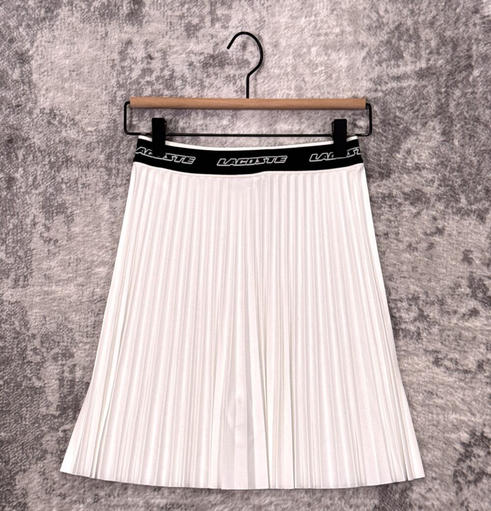Lacoste Skirt XS Womens White Elastic Waist Pleated Tennis